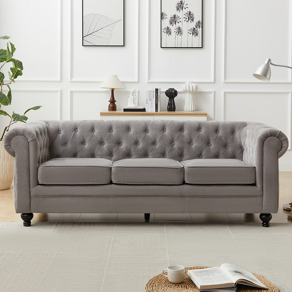 Hertford Fabric 3 Seater Sofa In Grey