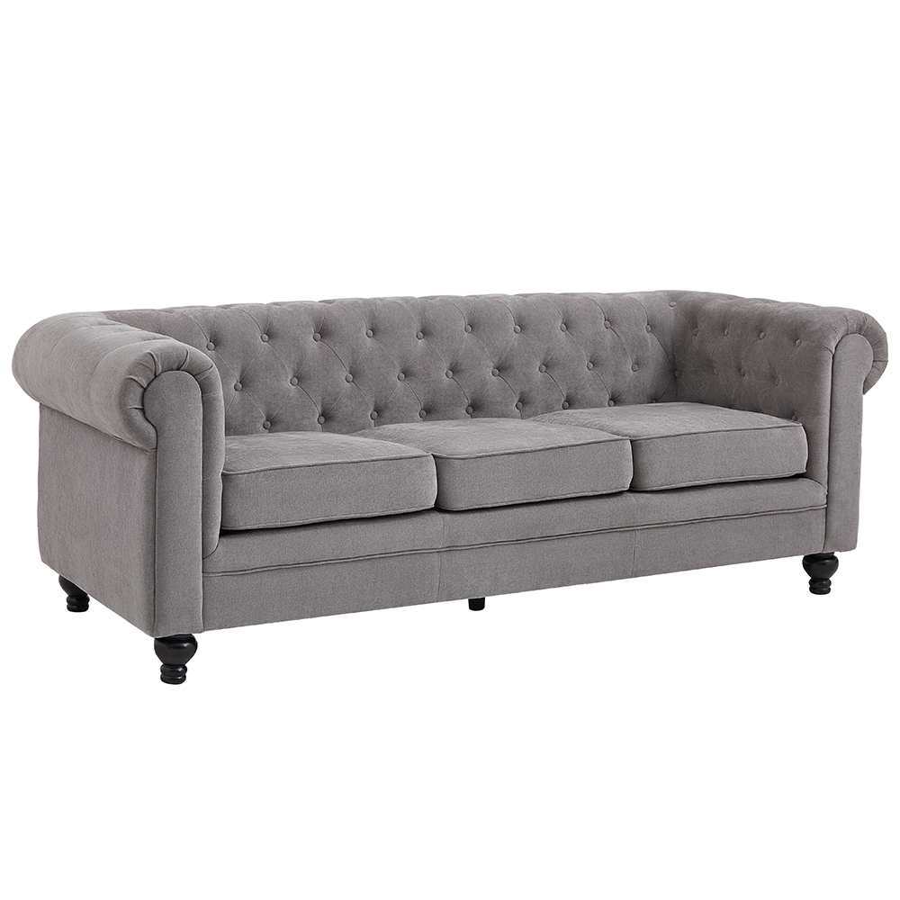 Hertford Fabric 3 Seater Sofa In Grey
