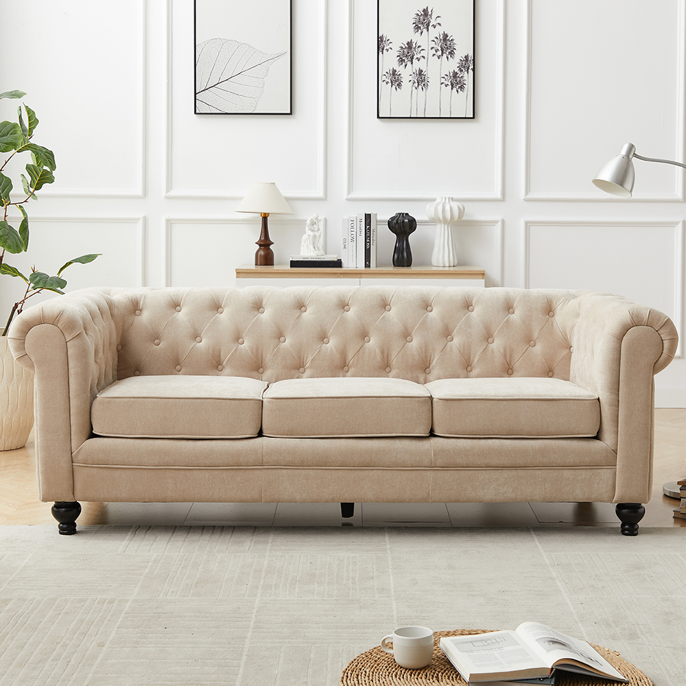 Hertford Fabric 3 Seater Sofa In Stone