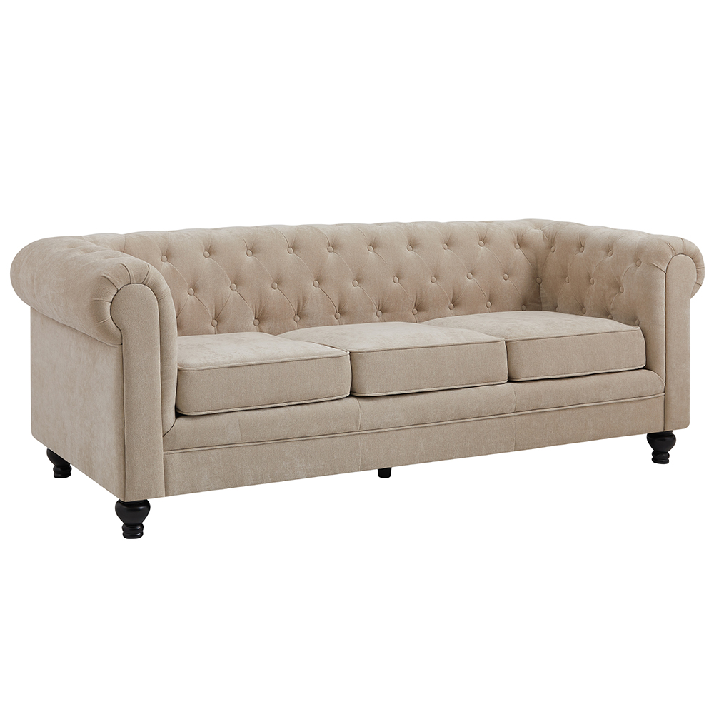 Hertford Fabric 3 Seater Sofa In Stone