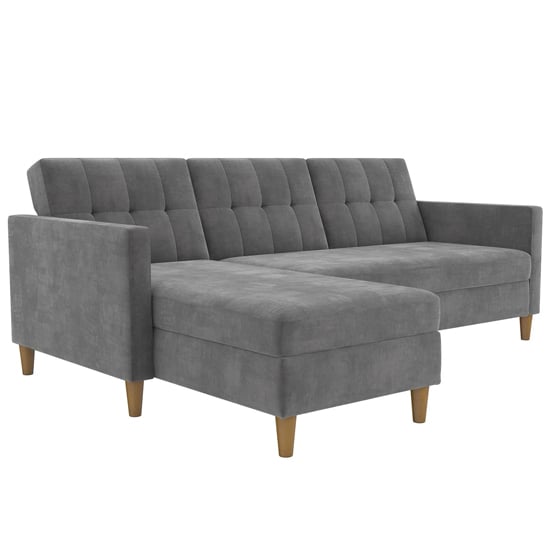 Henley Fabric Sofa Bed With Oak Legs In Grey
