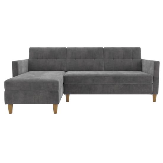 Henley Fabric Sofa Bed With Oak Legs In Grey