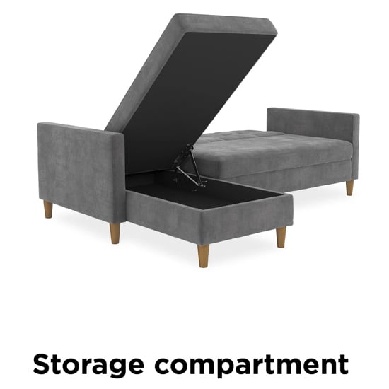 Henley Fabric Sofa Bed With Oak Legs In Grey