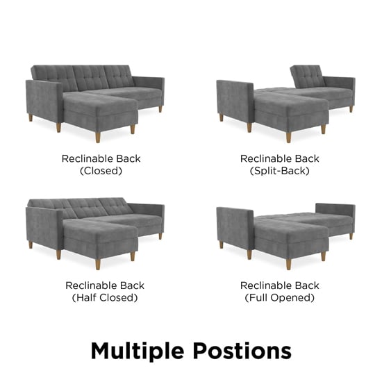 Henley Fabric Sofa Bed With Oak Legs In Grey