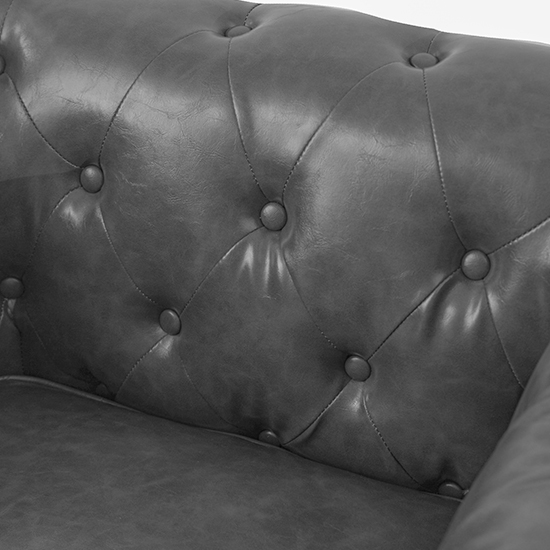 Hertford Chesterfield Faux Leather 1 Seater Sofa In Vintage Grey
