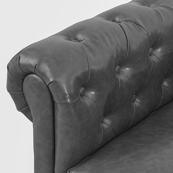 Hertford Chesterfield Faux Leather 1 Seater Sofa In Vintage Grey