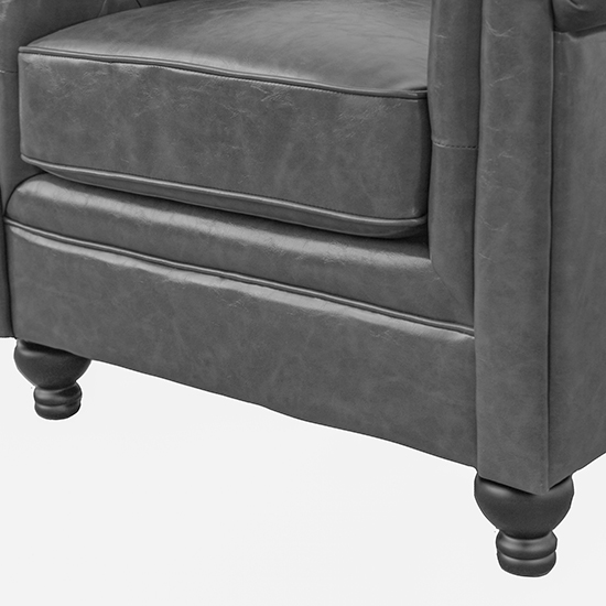 Hertford Chesterfield Faux Leather 1 Seater Sofa In Vintage Grey