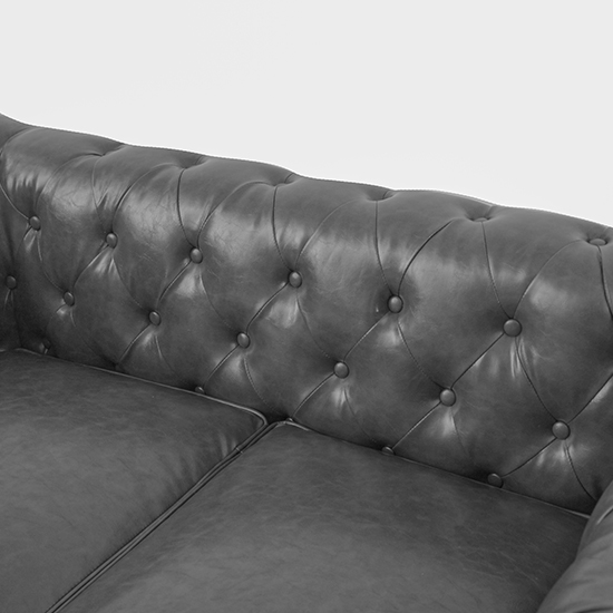 Hertford Chesterfield Faux Leather 2 Seater Sofa In Vintage Grey