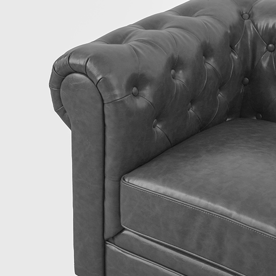 Hertford Chesterfield Faux Leather 2 Seater Sofa In Vintage Grey