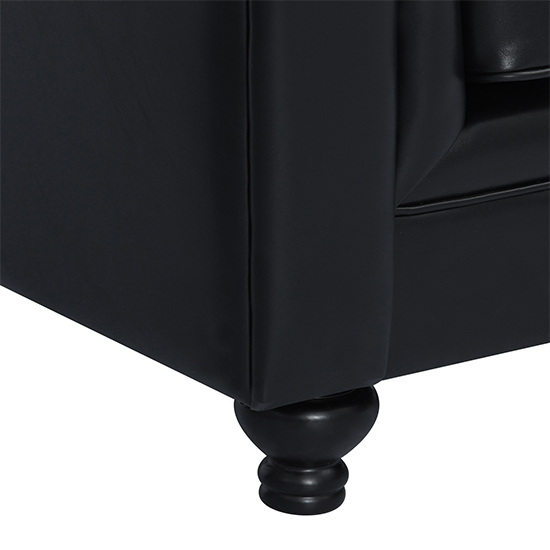 Hertford Chesterfield Faux Leather 3+2 Seater Sofa Set In Black