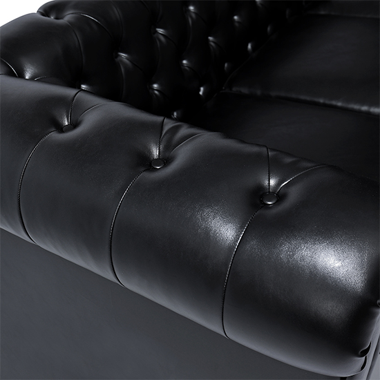 Hertford Chesterfield Faux Leather 3+2 Seater Sofa Set In Black