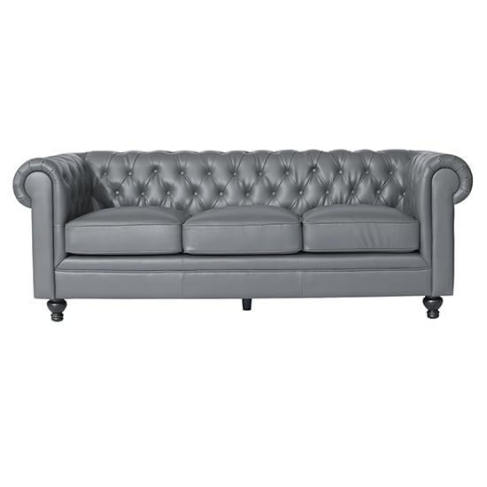 Hertford Chesterfield Faux Leather 3+2 Seater Sofa Set In Dark Grey