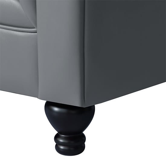 Hertford Chesterfield Faux Leather 3+2 Seater Sofa Set In Dark Grey