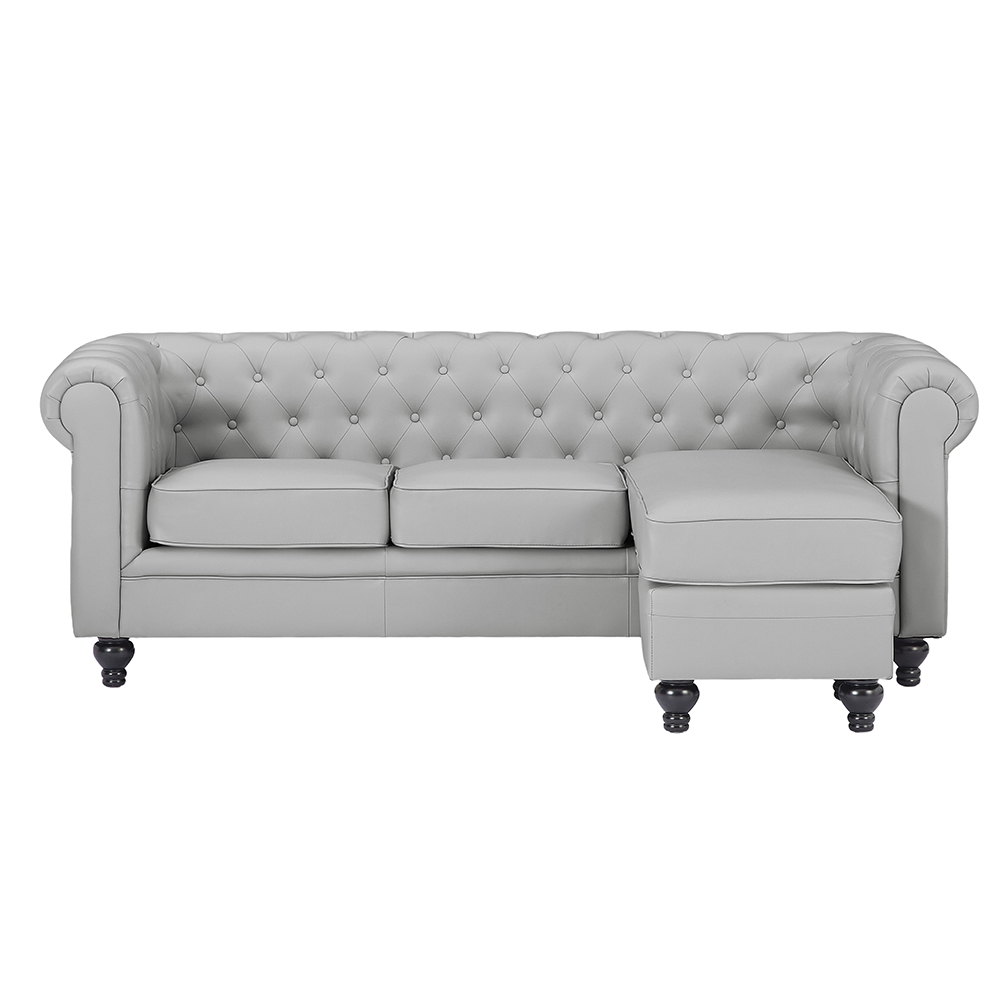 Hertford Faux Leather L Shaped Corner Sofa In Light Grey