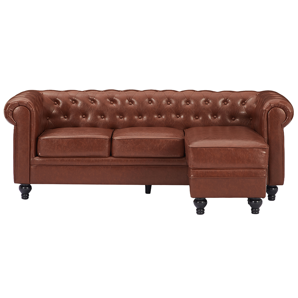 Hertford Faux Leather L Shaped Corner Sofa In Tan