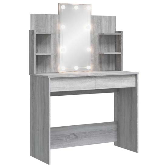 Hervey Wooden Dressing Table In Grey Sonoma Oak With LED