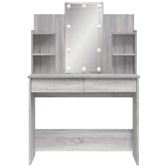 Hervey Wooden Dressing Table In Grey Sonoma Oak With LED