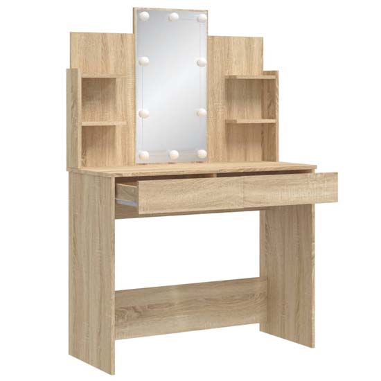 Hervey Wooden Dressing Table In Sonoma Oak With LED