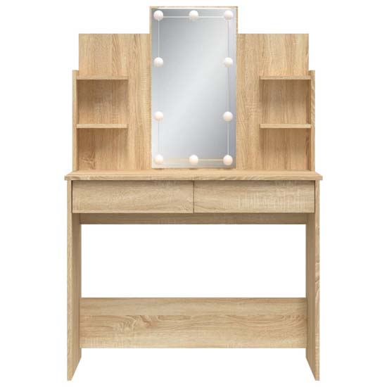 Hervey Wooden Dressing Table In Sonoma Oak With LED