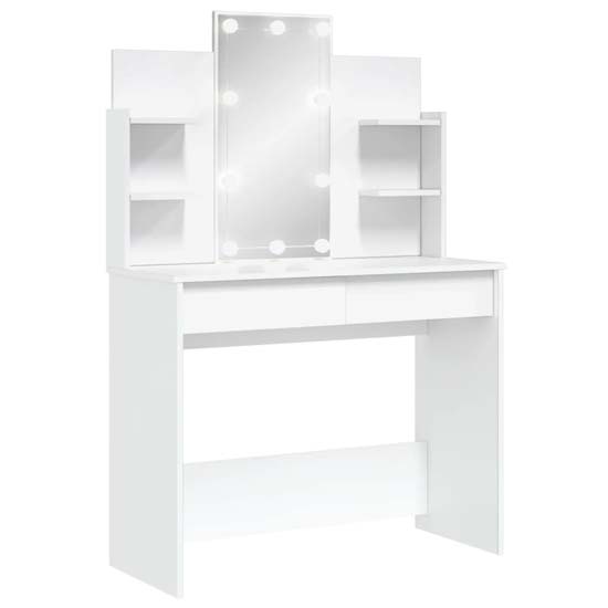 Hervey Wooden Dressing Table In White With LED