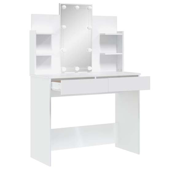 Hervey Wooden Dressing Table In White With LED