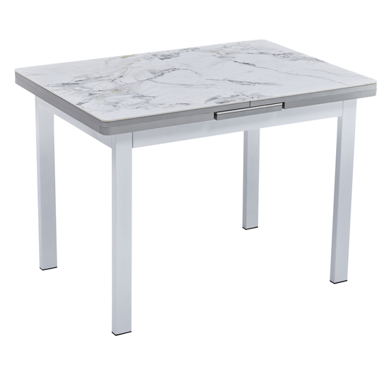 Hervey Extending Sintered Stone Dining Table 130cm In White