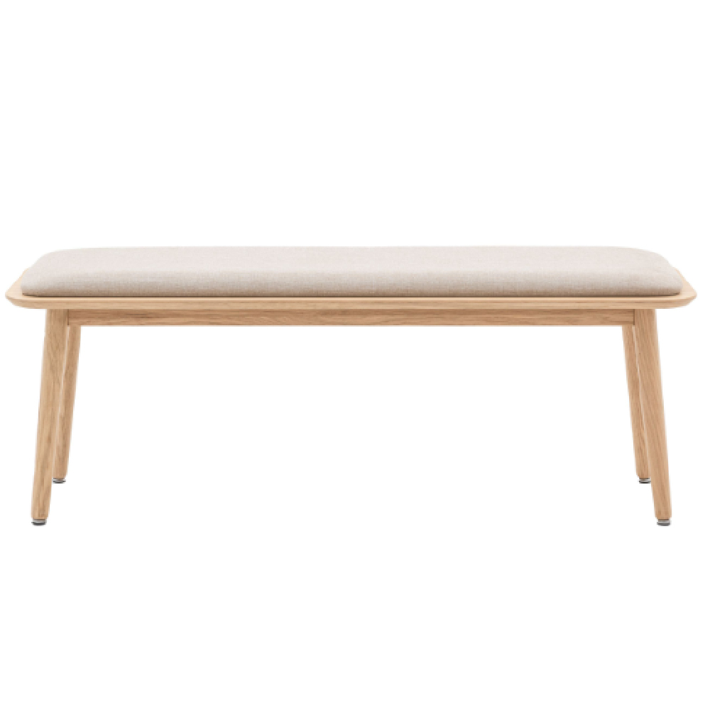 Hervey Fabric Dining Bench With Wooden Frame In Natural