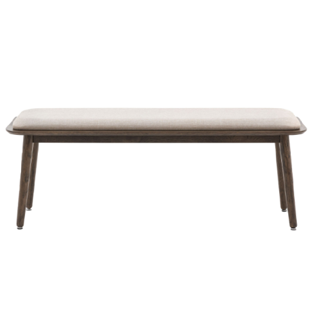 Hervey Fabric Dining Bench With Wooden Frame In Smoked
