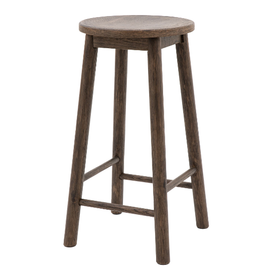 Hervey Smoked Oak Wooden Bar Stools In Pair