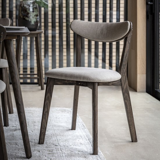 Hervey Smoked Oak Wooden Dining Chairs In Pair