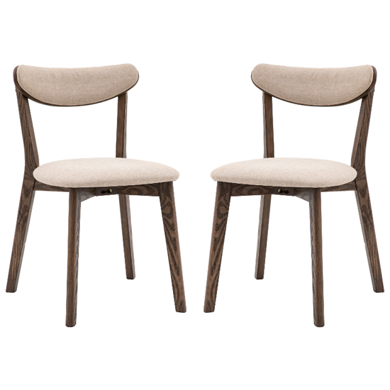 Hervey Smoked Oak Wooden Dining Chairs In Pair