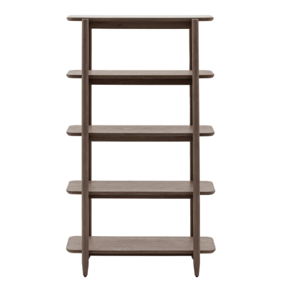 Hervey Tall Wooden Bookcase With 4 Shelves In Smoked