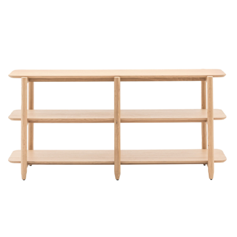 Hervey Wide Wooden Bookcase With 4 Shelves In Natural