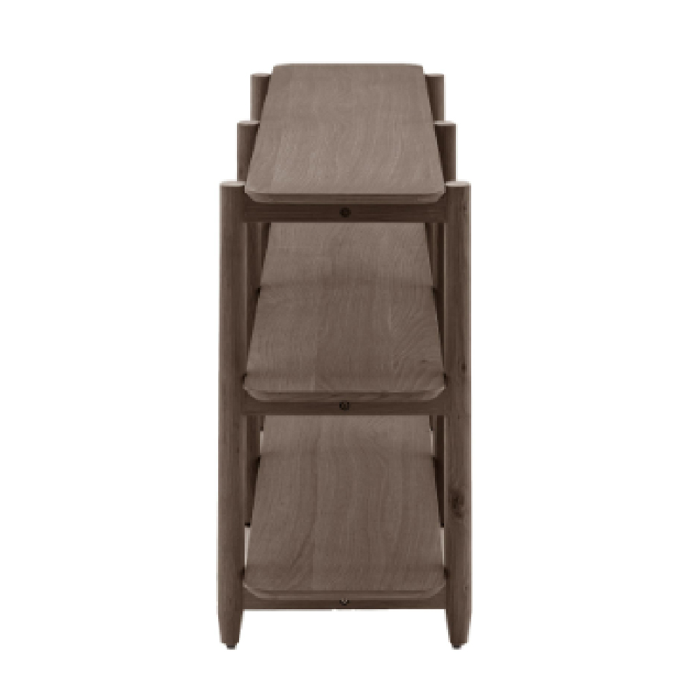 Hervey Wide Wooden Bookcase With 4 Shelves In Smoked