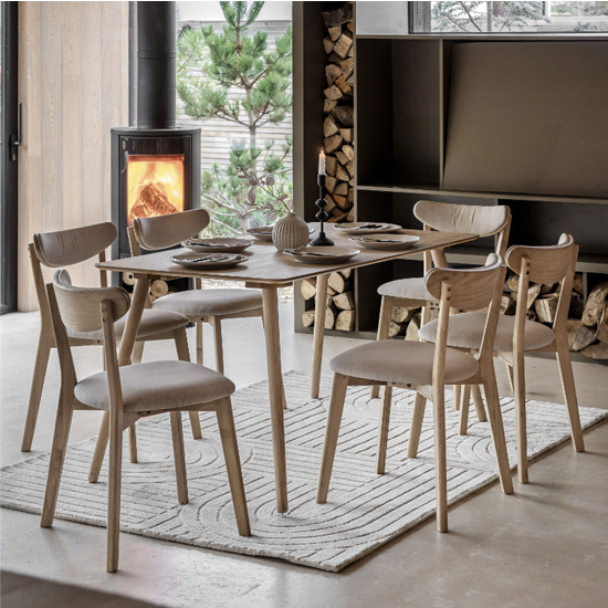 Hervey Wooden Rectangular Dining Table In Natural