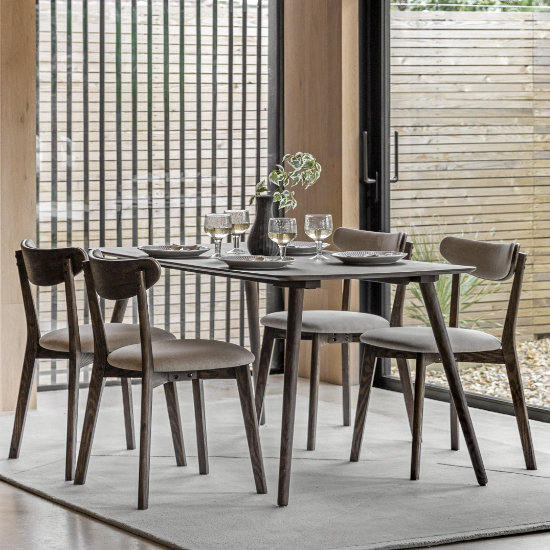 Hervey Wooden Dining Table Rectangular In Smoked Oak