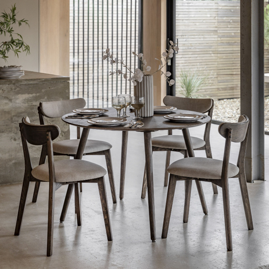 Hervey Wooden Dining Table Round In Smoked Oak