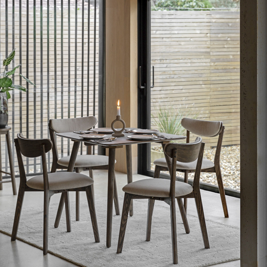 Hervey Wooden Dining Table Square In Smoked Oak