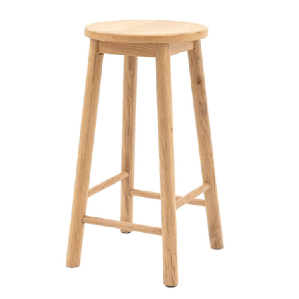 Hervey Wooden Round Stool In Natural