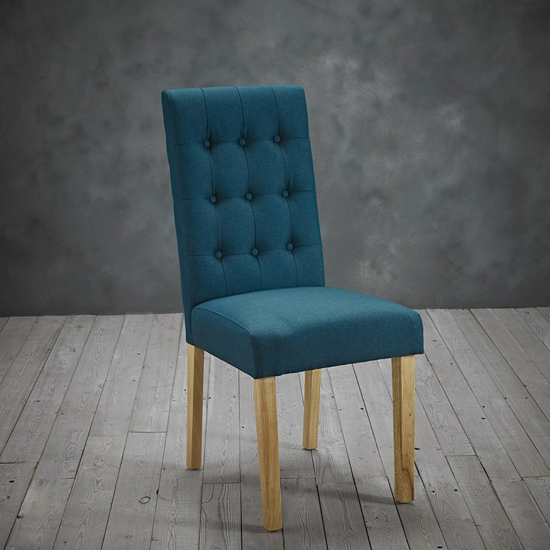Risley Dining Chair In Teal Linen Style Fabric in A Pair_2
