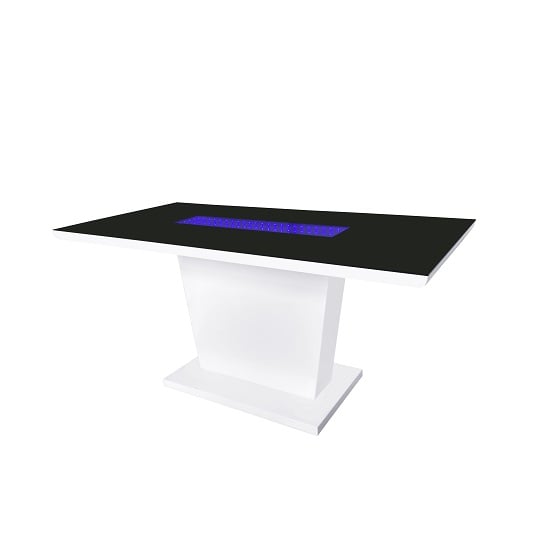 Muswell Glass Dining Table In Black And White Gloss With LED