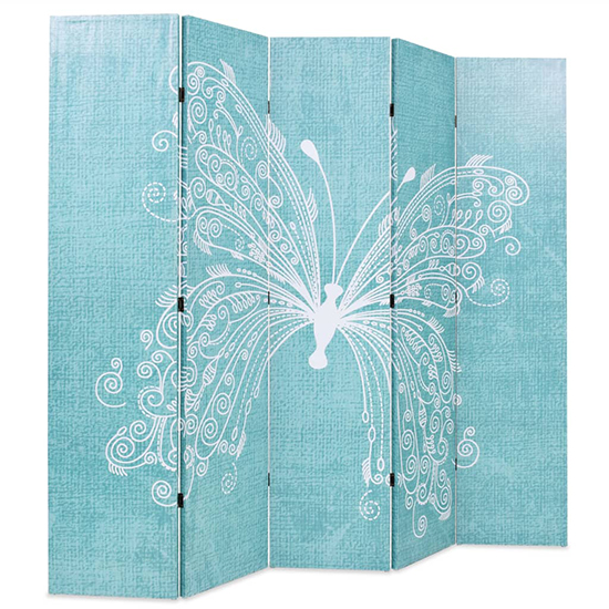 Hessa Folding 200cm x 170cm Room Divider In Butterfly Blue