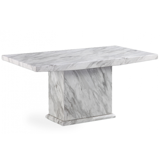 Hessler 180cm High Gloss Marble Effect Dining Table In Grey