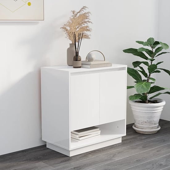Hestia High Gloss Sideboard With 2 Doors In White_2
