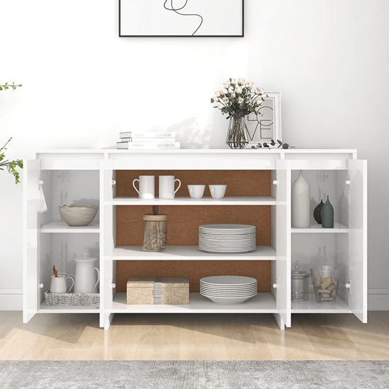 Hestia High Gloss Sideboard With 4 Doors In White_2
