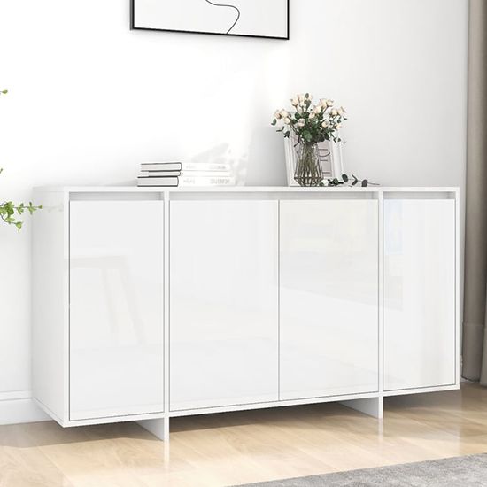 Photo of Hestia high gloss sideboard with 4 doors in white