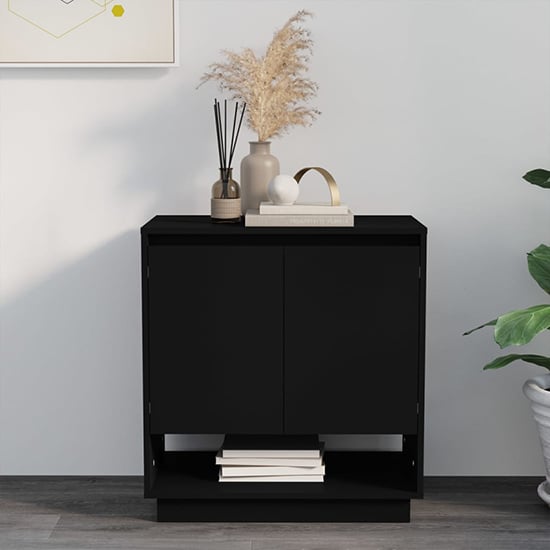 Product photograph of Hestia Wooden Sideboard With 2 Doors In Black from Furniture in Fashion