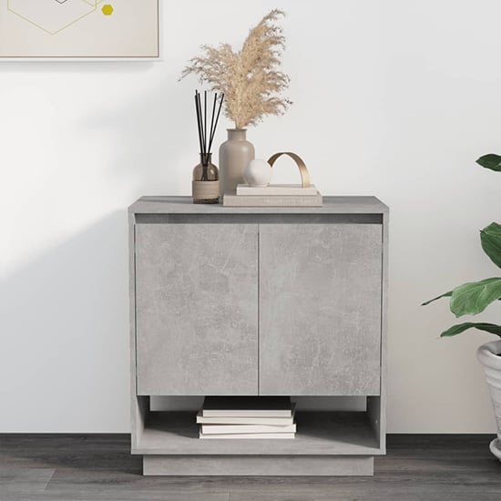 Product photograph of Hestia Wooden Sideboard With 2 Doors In Concrete Effect from Furniture in Fashion