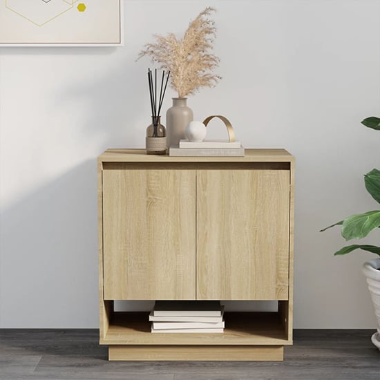 Product photograph of Hestia Wooden Sideboard With 2 Doors In Sonoma Oak from Furniture in Fashion