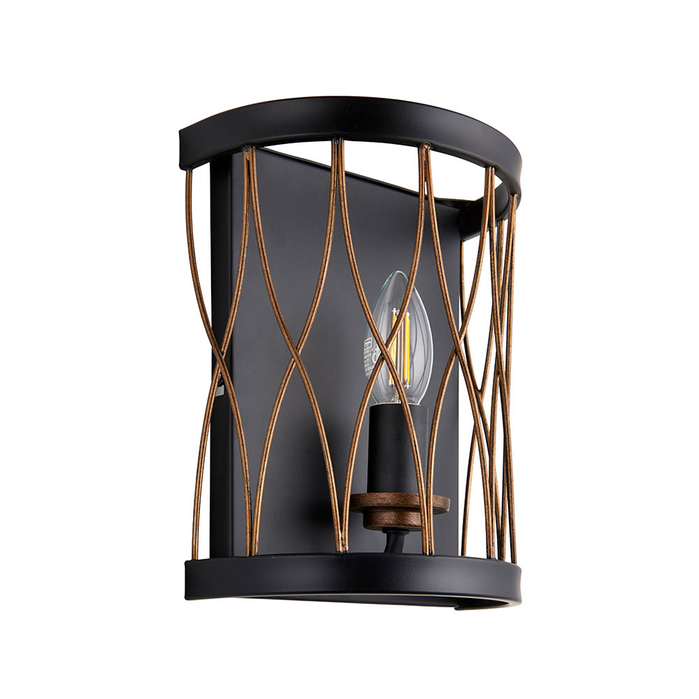 Heston Rustic Bronze Wall Light In Matt Black